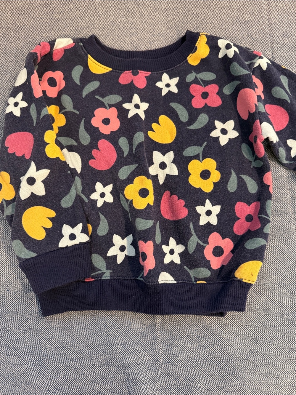 Garanimals Navy Floral Sweatshirt - Yellow, Pink, White, Green